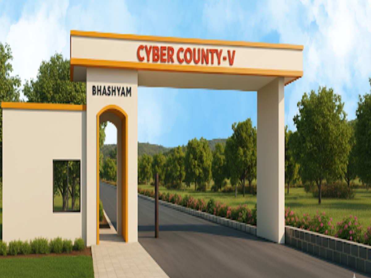 Cyber County HMDA Approved Gated Community Open Plots Venture in Hyderabad with Grand Entrance Arch