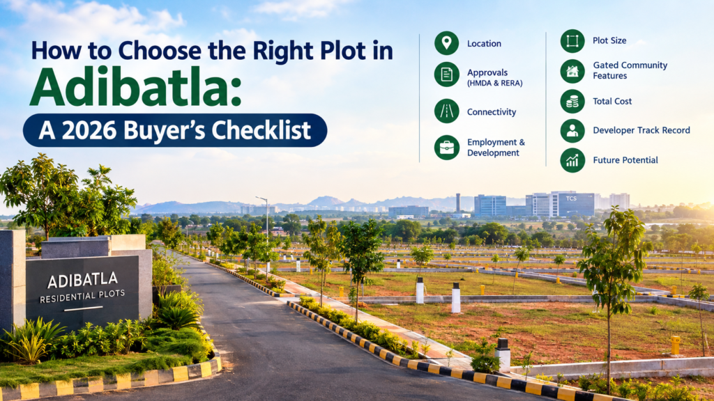 How to Choose the Right Plot in Adibatla: A 2026 Buyer’s Checklist plots in adibatla hyderabad – 2026 buyer’s checklist