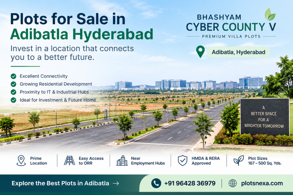 Plots for sale in Adibatla Hyderabad – Bhashyam Cyber County V